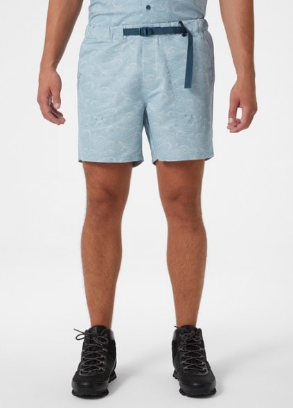 On Body Image of color Dusty Blue Fjord Waves Print