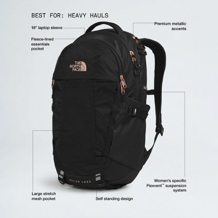 north face backpacks mesh pockets both sides The Women's Borealis Luxe Backpack, Endless Dusk/Burnt Coral Metallic In the front compartment The North Face Recon Backpack