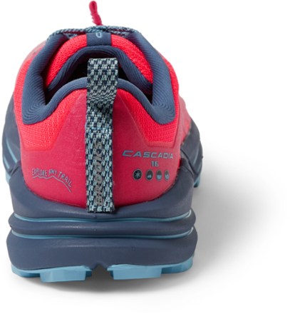 Cascadia 16 Trail-Running Shoes - Women's [Back view (Pink/Flambe/Cobalt)]