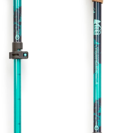 REI Coop Traverse Print Power Lock Cork Trekking Poles Pair Women