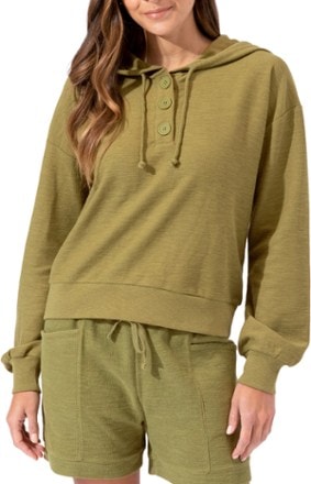 Threads 4 Thought Double Knit Slub Henley Hoodie - Women's 0