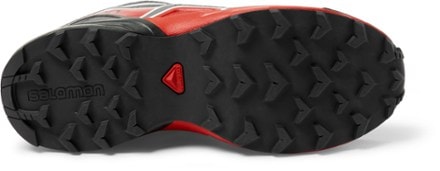 Salomon Speedcross Trail-Running Shoes - Kids' Sole view (Black/Quiet Shade/High Rsk Red)