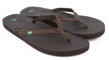 sanuk brown flip flops