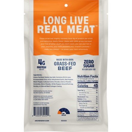 Country Archer Jerky Co. Zero-Sugar Mini Grass-Fed Beef Sticks - Package of 16 1