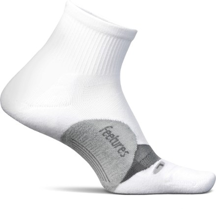 Feetures Elite Light Cushion Quarter Socks White M