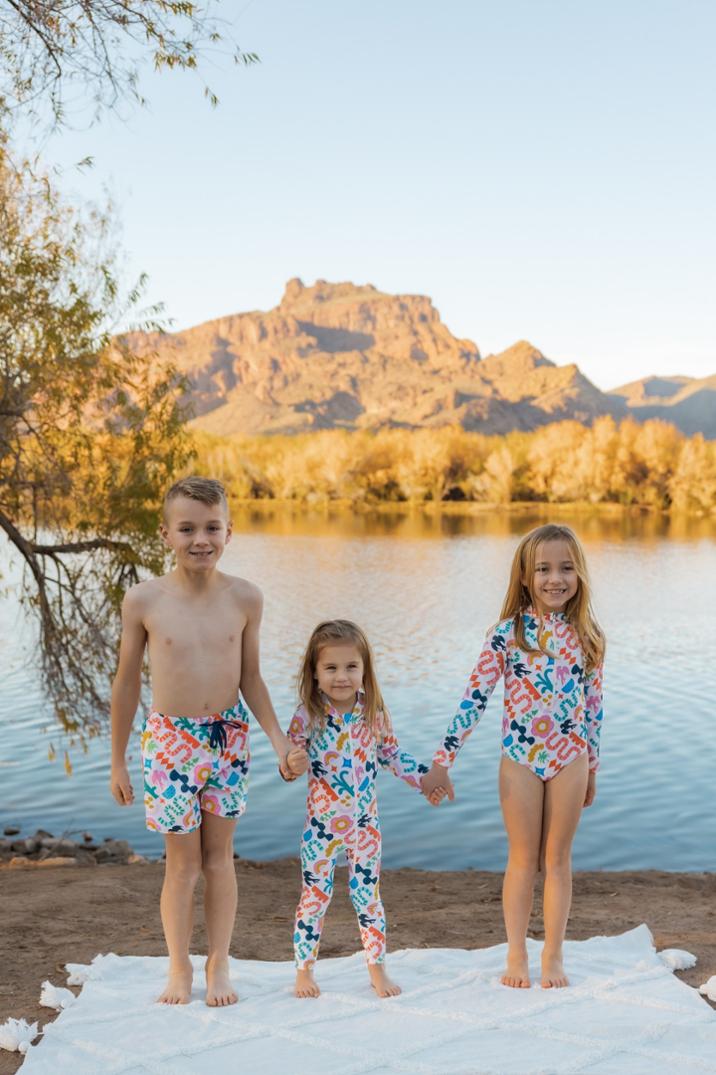 Location Image for Long Sleeve One-Piece Swimsuit - Kids'