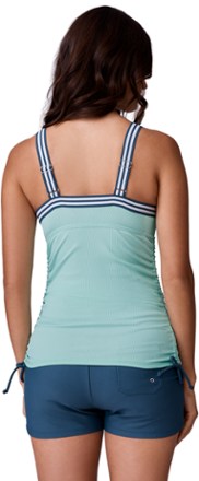 Free Country Mini Rib Track Stripe Tankini Swimsuit Top - Women's 1