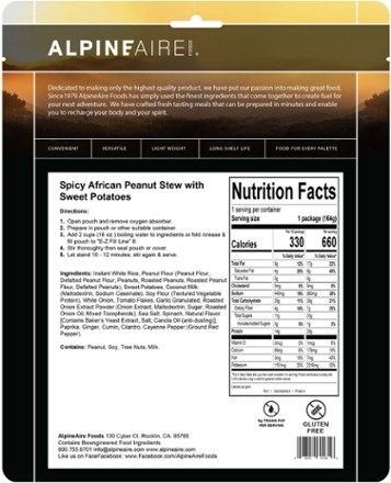 AlpineAire Foods Spicy African Peanut Stew - 1 Serving 1
