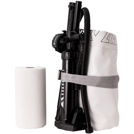 Kokopelli Packraft Chasm-Lite Inflatable Stand Up Paddle Board with Paddle - 10' Paper towel roll for scale