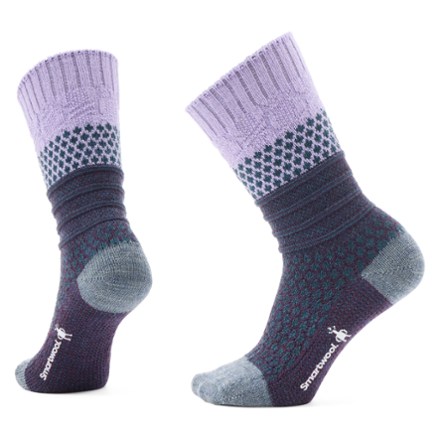 Smartwool Women's Everyday Popcorn Cable Crew Socks  Purple XL