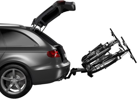 Thule EasyFold XT 2-Bike Hitch Rack Easy trunk access even with bikes mounted, thanks to smart foot pedal tilt