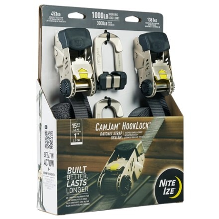 Nite Ize CamJam HookLock Ratchet Strap System - Package of 2 Size Large: 1000 LB WLL