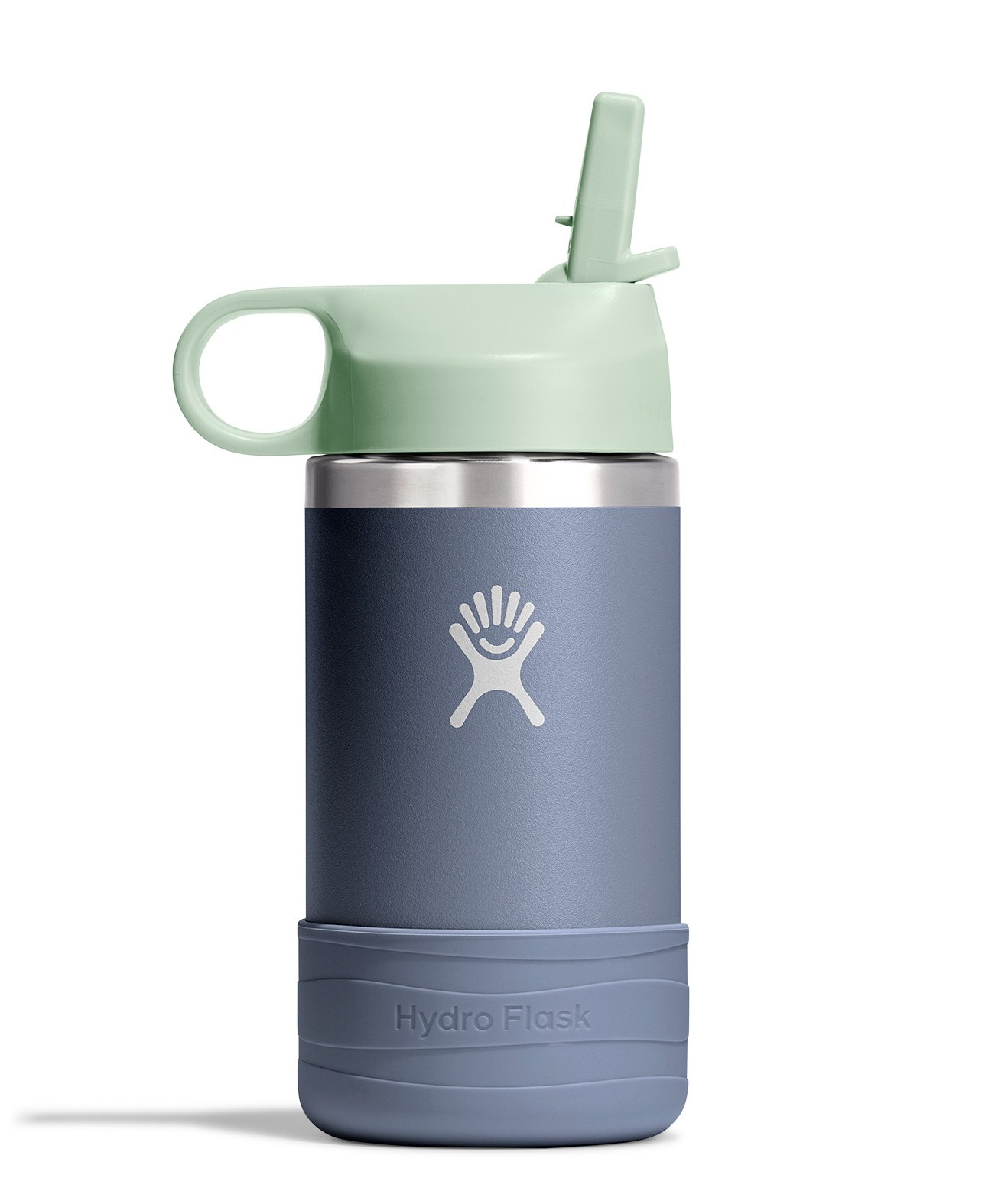 Hydro Flask Kids' Wide-Mouth Vacuum Water Bottle with Straw Cap and Bottle Boot - 12 fl. oz. Gray