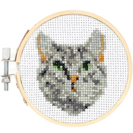 Kikkerland Tabby Cat Mini Cross Stitch Embroidery Kit 1