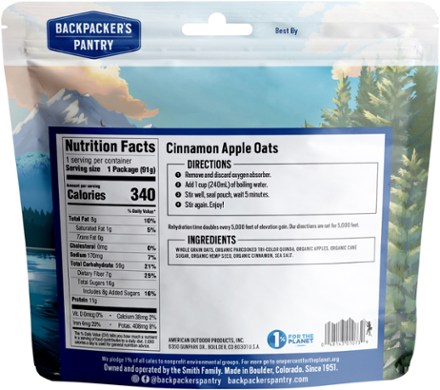 Backpacker's Pantry Organic Hot Cinnamon Apple, Oats & Quinoa Cereal 1