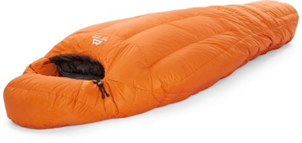 Mountain Equipment Snowline Sleeping Bag 3/4 head view (Marmalade)