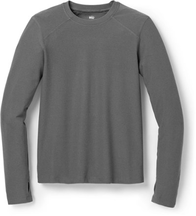 REI Co-op Midweight Base Layer Crew Top Gray L Kids