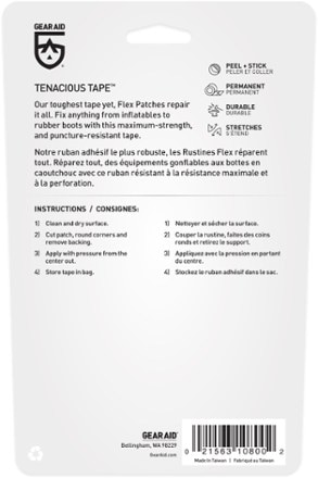 Gear Aid Tenacious Tape Flex Patches Back view (Clear)