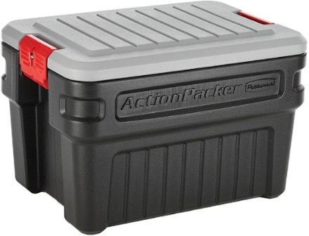 Rubbermaid 24 Gallon Action Packer Lockable Latch Indoor and Outdoor  Storage Box Container, Black (2 Pack)