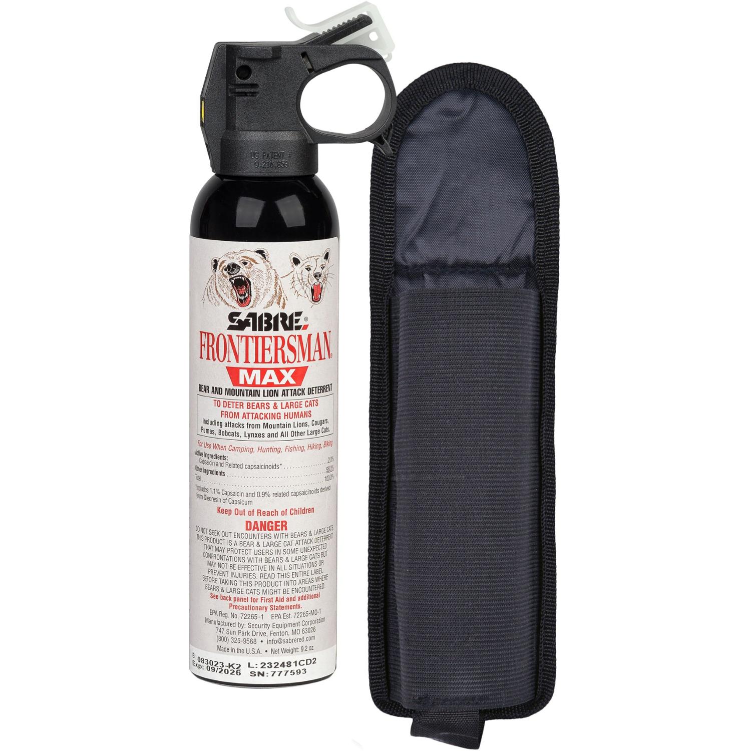 FRONTIERSMAN MAX 9.2 oz. Bear Spray & Mountain Lion Spray with Belt Holster