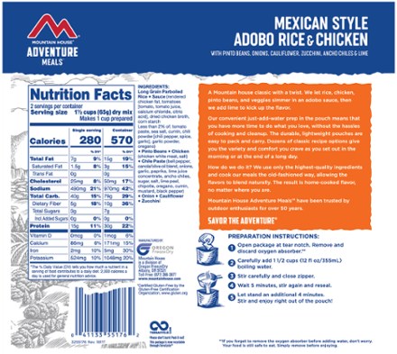 Mountain House Mexican Style Adobo Rice & Chicken - 2 Servings 1