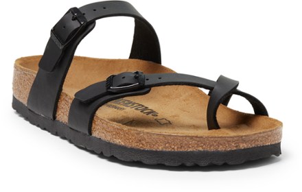 Birkenstock Mayari Sandals - Women's 3/4 front view (Black)