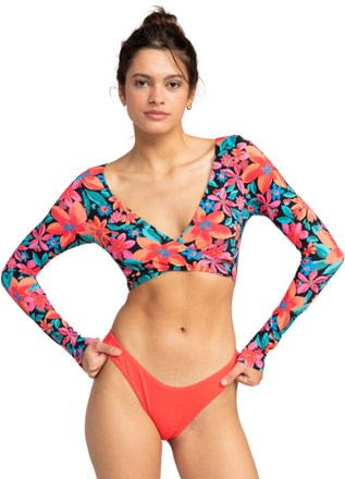 Roxy Floral Fiesta Crop Top Long-Sleeve Rashguard - Women's 0