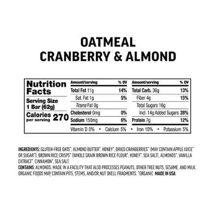 Kate's Real Food Oatmeal Cranberry & Almond Bar 2