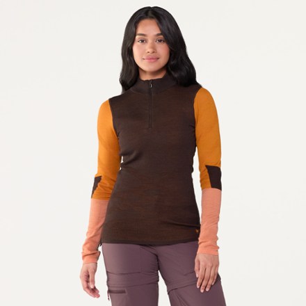 Smartwool Intraknit Thermal Merino Colorblock Quarter-Zip Base Layer Top - Women's 2