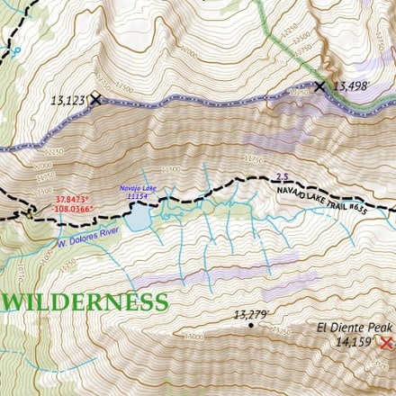 Outdoor Trail Maps Colorado 14ers Series Map - El Diente Peak, Mount Wilson, Wilson Peak, Mount Eolus, North Eolus, Sunlight Peak, Windom Peak 1