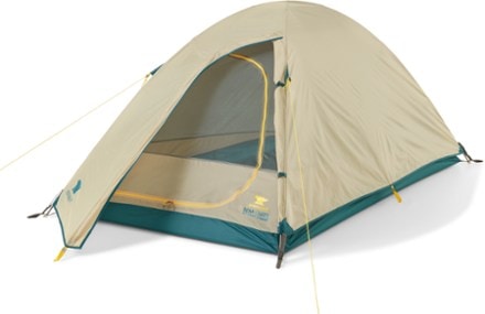 Mountainsmith Bear Creek 2 Tent with Footprint 3/4 front view with rainfly (Olympic Blue)