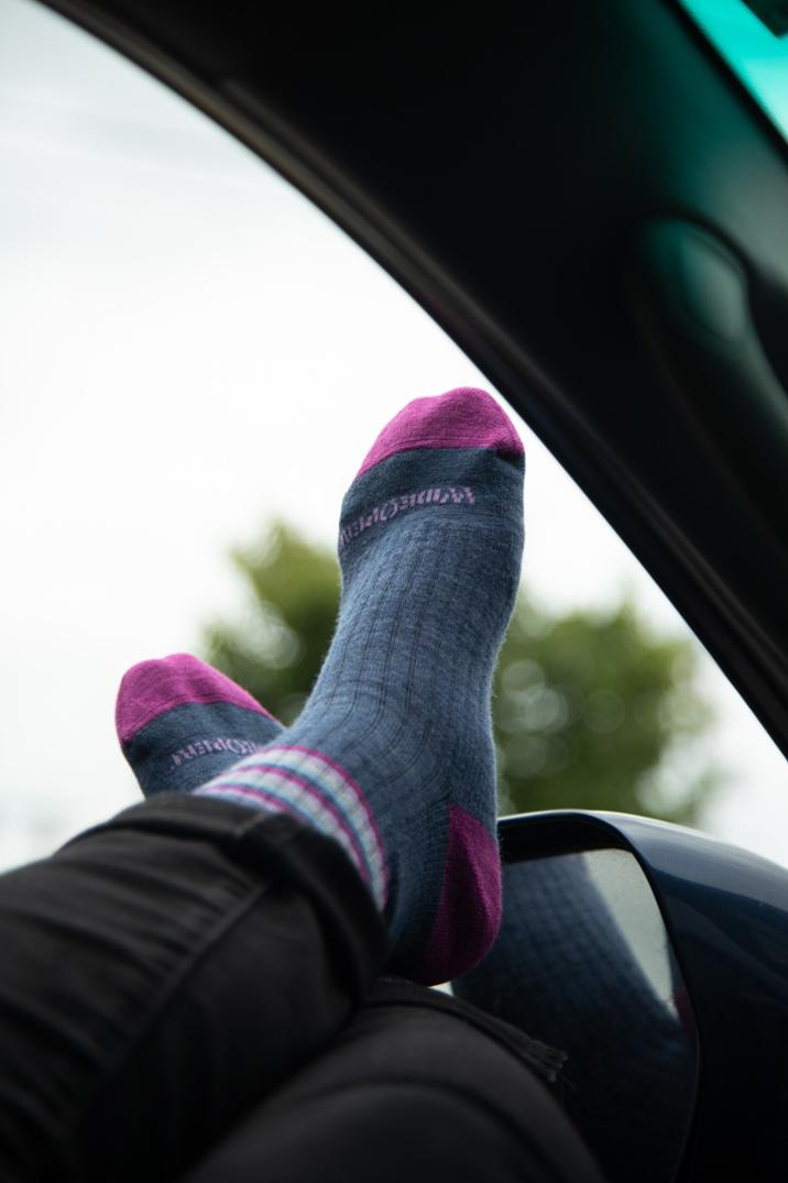 Location Image for Multi Stripe Cushioned Micro Crew Socks - Women's