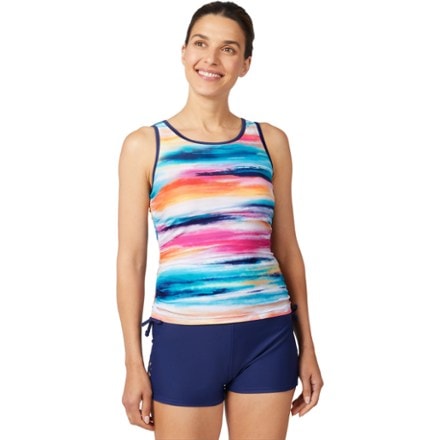 Free Country Full Side Shirring Tankini Swimsuit Top - Women's 0