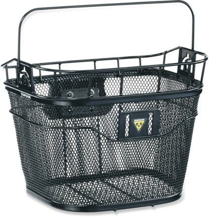 black metal bike basket