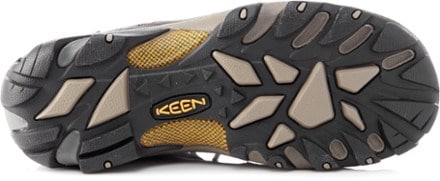 KEEN Targhee II Waterproof Mid Hiking Boots - Men's Sole view (Black Olive/Yellow)