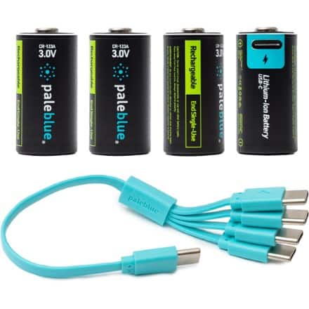 Paleblue Lithium Ion Rechargeable CR123A Batteries - Package of 4 0