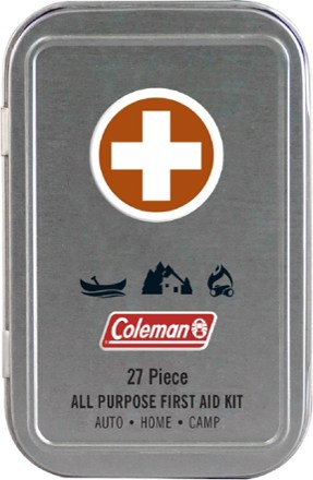 This photo shows the Coleman All-Purpose First-Aid Tin