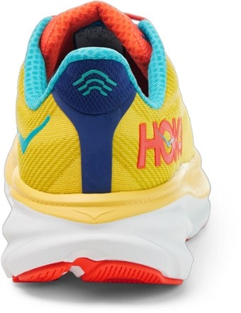 HOKA Clifton 9 Road-Running Shoes - Men's Back view (Passion Fruit/Maize)