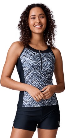 Free Country Mesh Zip-Up Racerback Swimsuit Top - Women's 0