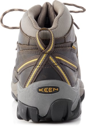 KEEN Targhee II Waterproof Mid Hiking Boots - Men's Back view (Black Olive/Yellow)