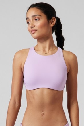 Athleta High Neck Long Line Mauve Sports Bra Size XS