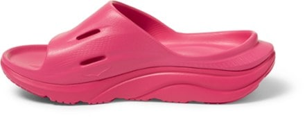 HOKA ORA Recovery 3 Slides Left view (Pink Yarrow/Pink Yarrow)