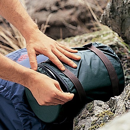 Case shown strapped to pack