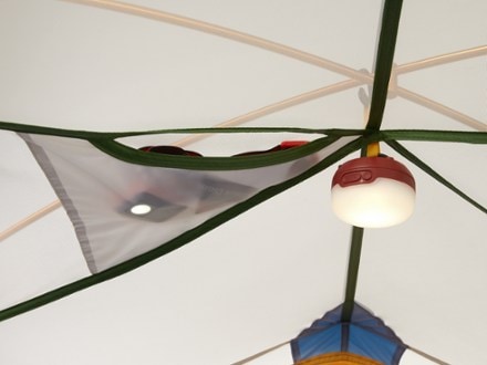 Marmot Tungsten 2P Tent with Footprint Light (sold separately) hung on gear loop (Foliage/Dark Azure)