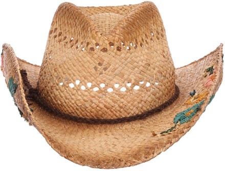 Scala San Minato Western Floral Embroidered Raffia Hat 3