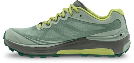 pink and green running shoes