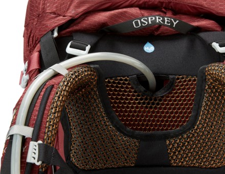 Osprey Aura AG 65 Pack - Women's Hydration port & tube routing (Berry Sorbet Red)