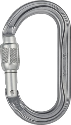 Petzl OK Oval Screwgate Locking Carabiner Front view (Gray)