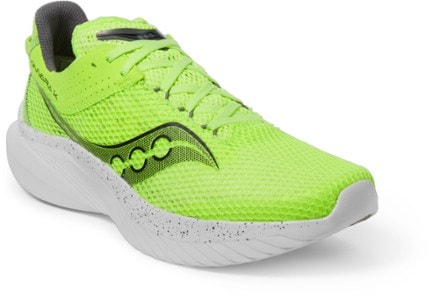 Saucony Kinvara 14 Road-Running Shoes - Men's 3/4 view (Citron/Black)
