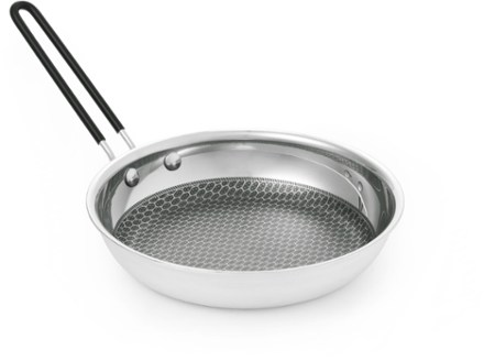 Set of 3 stainless steel fry pans with removable handle - Silver